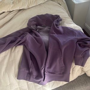 TNA Cozy purple zip up boyfriend sweatshirt